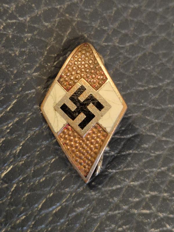 Original German WWII Hitler Youth (Hitlerjugend or HJ)  cap badge.