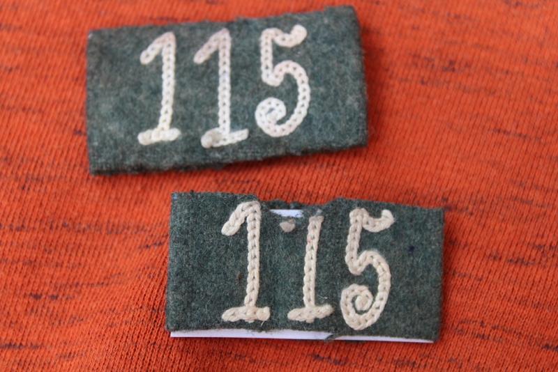 WW2 German 115 Infantry Regiment shoulders straps tabs- set